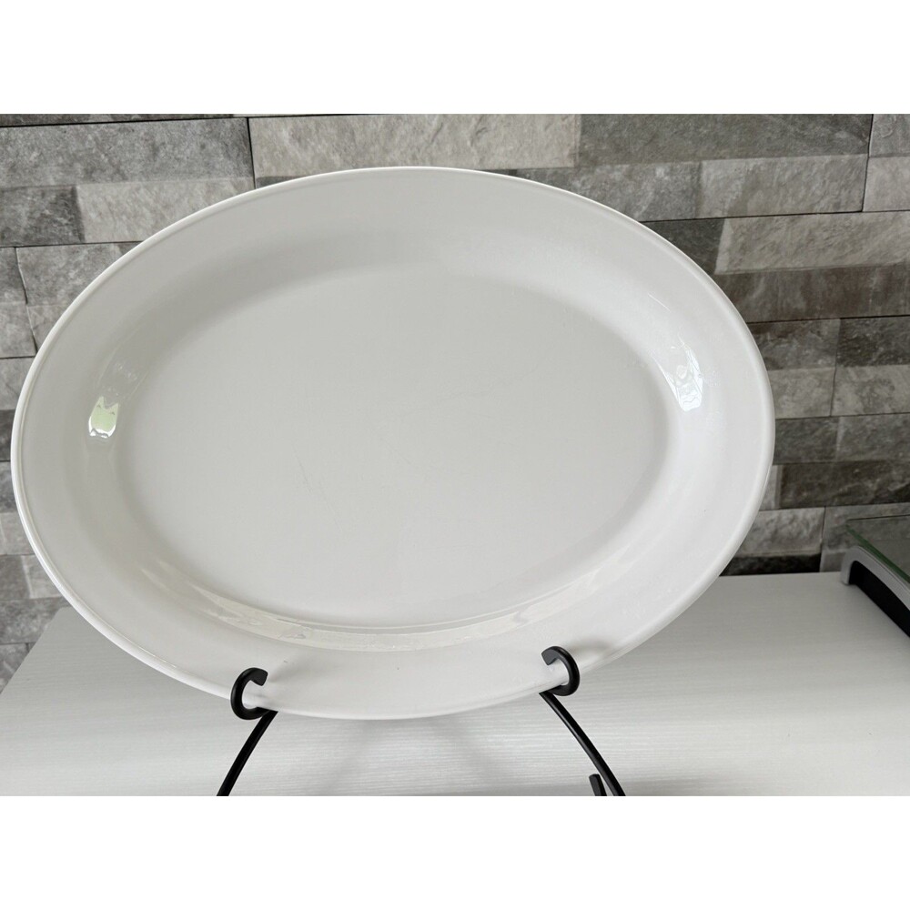 Vtg Corning Ware Pyroceram All WHITE COUPE 16" Oval Serving H16 Platter USA